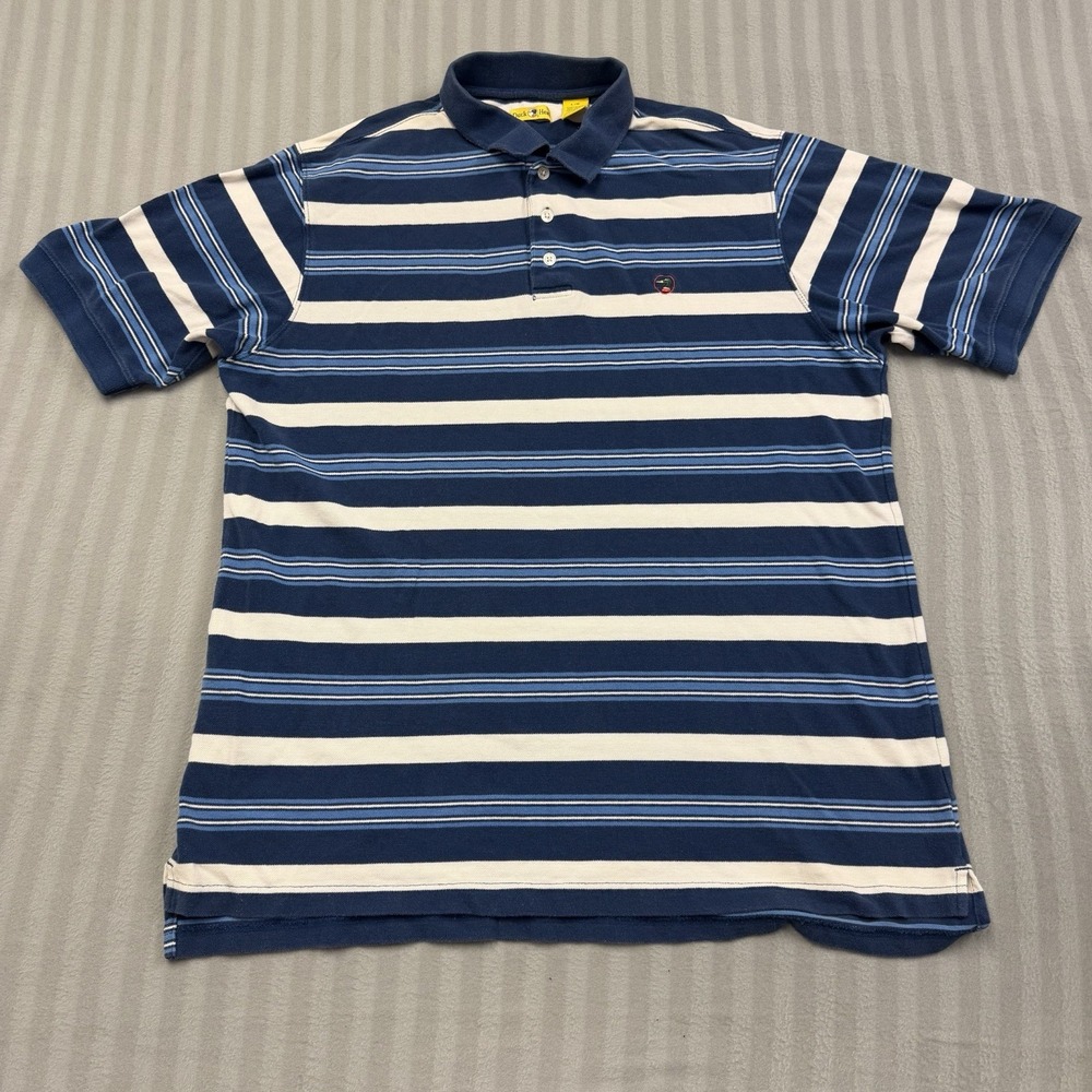 Vintage 90s Men's Duck Head Striped Polo Cotton Shirt Size Large